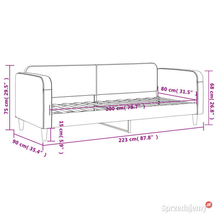 Sofa z funkcją spania kolor taupe obite tkaniną