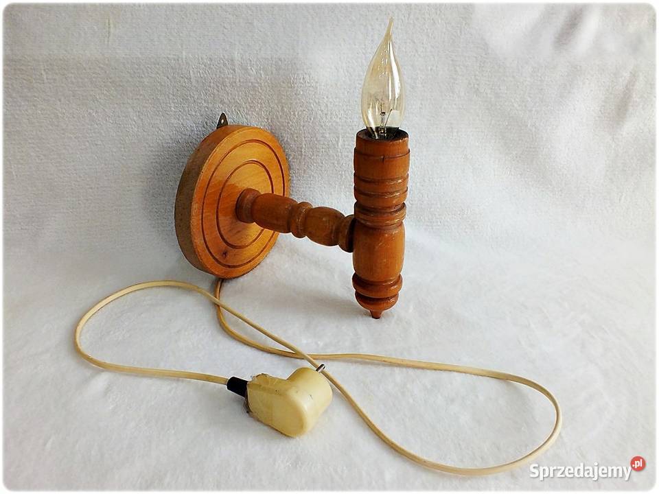 Stary Kinkiet drewniany Lampa ścienna z lat 5060 Dom i Ogród Żary