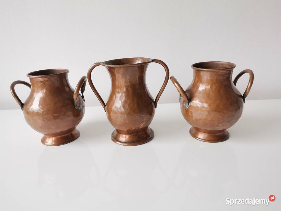 Stary miedziany wazon 3 sztuki