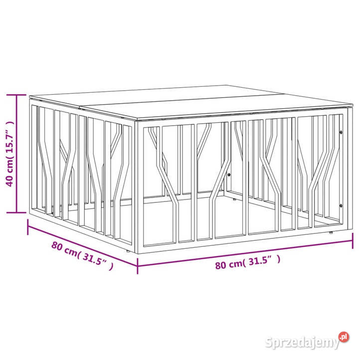Stolik kawowy 80x80x40 stal nierdzewna i szkło Warszawa