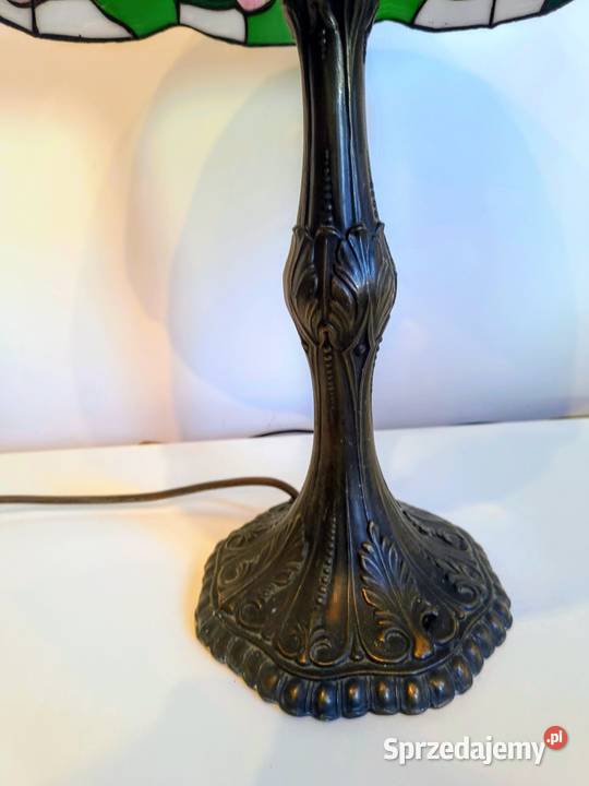 Tiffany lampa mosiężna witrażowa stołowa nocna