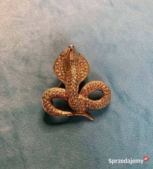 Nowa złota broszka vintage wąż kobra USA Ozdoby podkarpackie Nisko