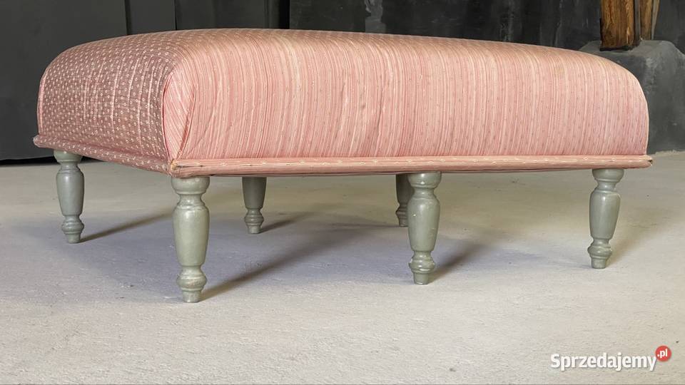 Podnóżek pufa na toczonych nogach vintage 85cm Budno sprzedam