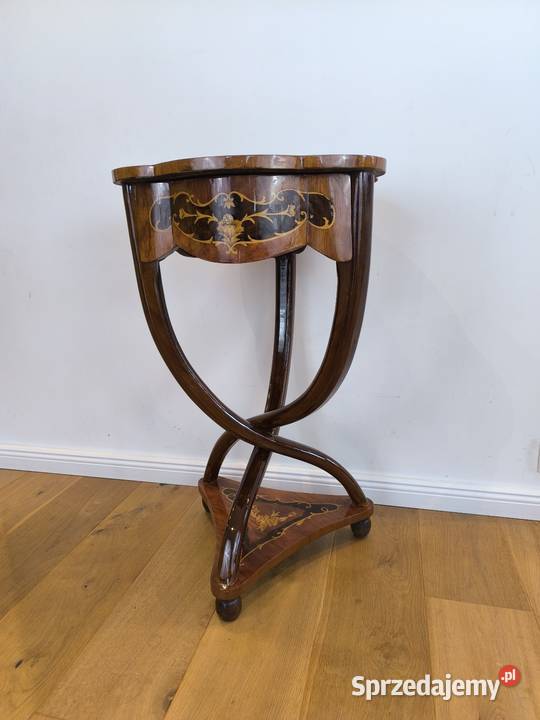 Piękna unikalna konsolka stolik intarsjowana Łódź