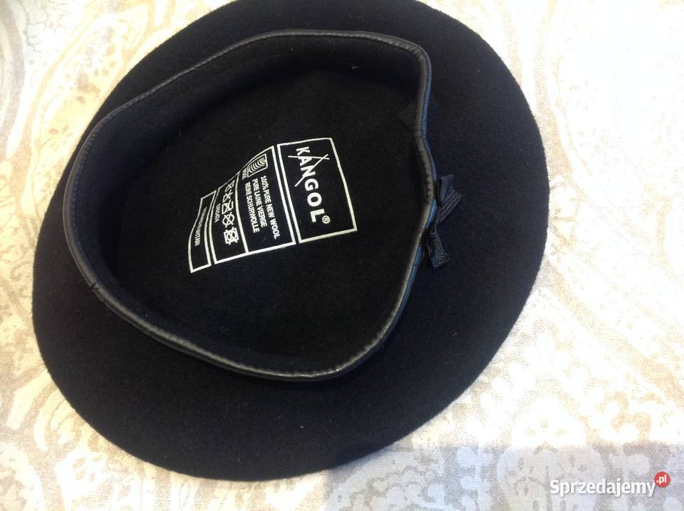 Beret Wełniany Czarny Damski KANGOL Wełna 100 Nowa Sól