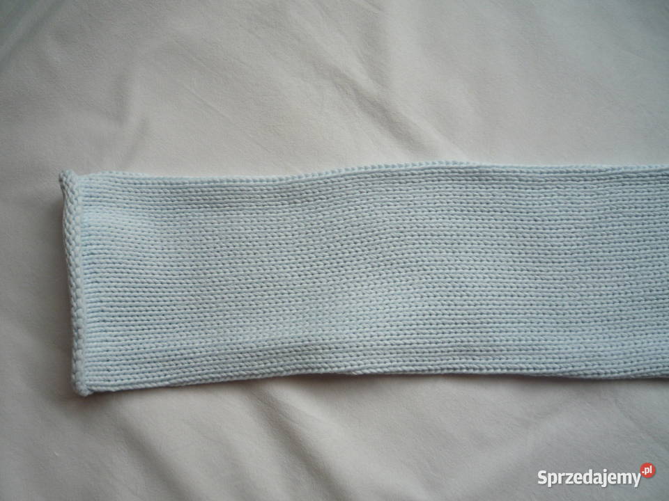 Reserved 36S Błękitny Sweter Bawełna Biały Napis Szczecin