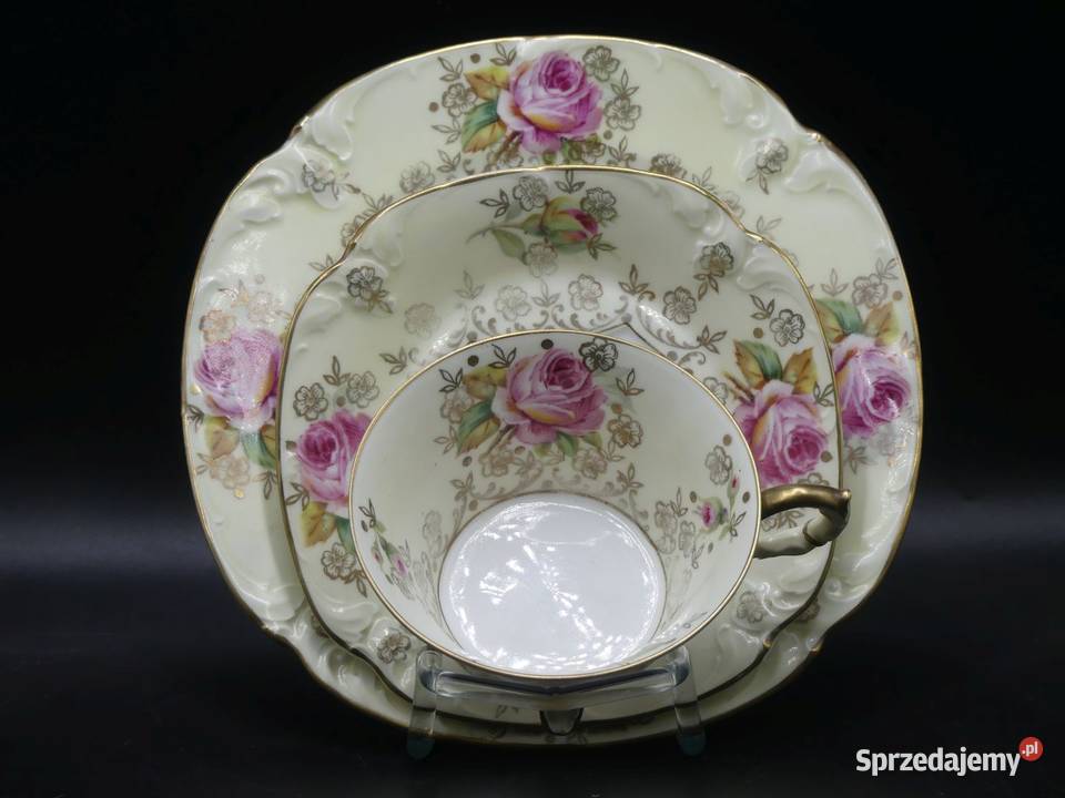 Zjawiskowe różane trio Tułowice Tillowitz 1928 Antyki, Sztuka, Kolekcje