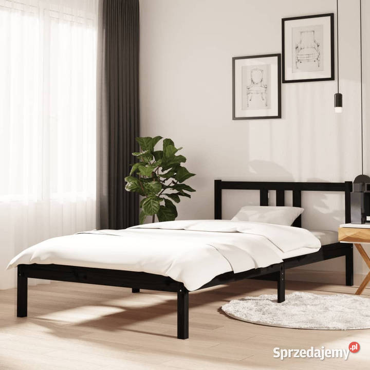 Rama łóżka czarna lite drewno 100 x 200 WM814878 mazowieckie Warszawa