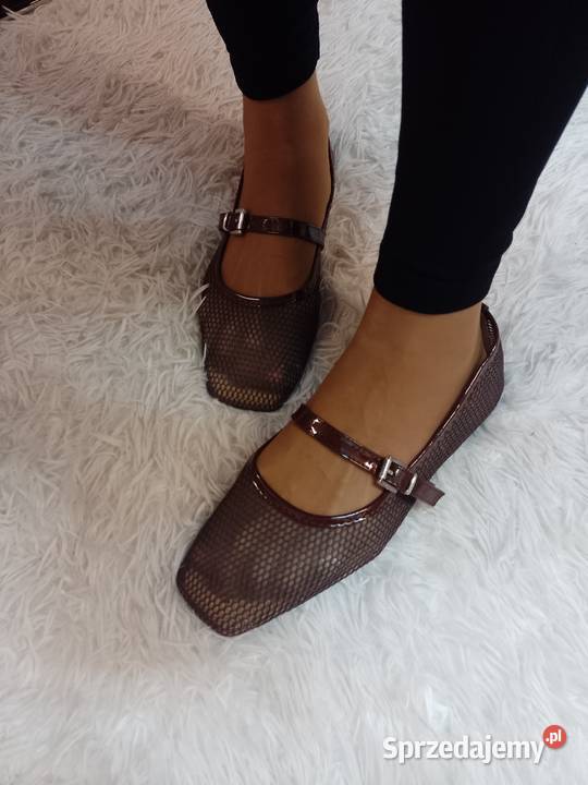 42 Brązowe baleriny siateczkowe z zapięciem NOWE Kraków