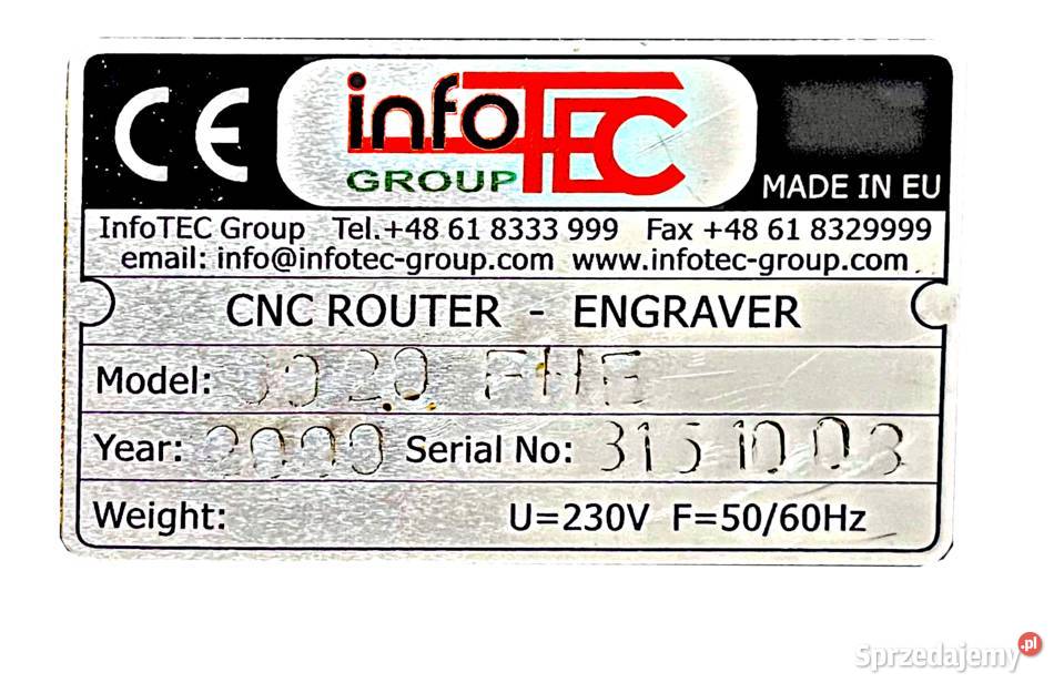 Sprzedam ploter frezujący Infotec 3020 FHE 35000 Produkcja Wągrowiec