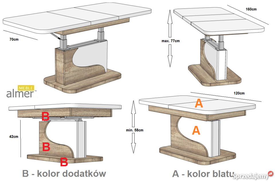 Ława L49 BLAT POŁYSK rozkładana do 160 Radomsko