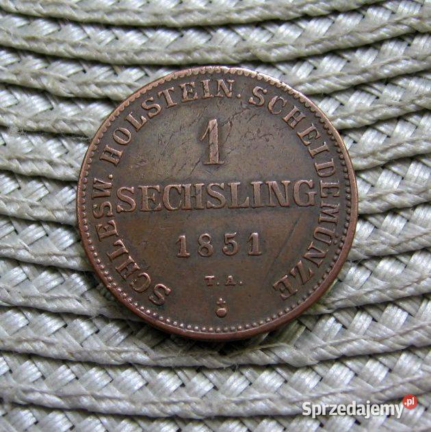 Niemcy Schleswig Holstein 1 Sechsling 1851r wielkopolskie