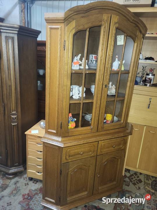 Duża witryna narożna dębowa dąb rustykalny z Kredensy i witryny Sypniewo sprzedam