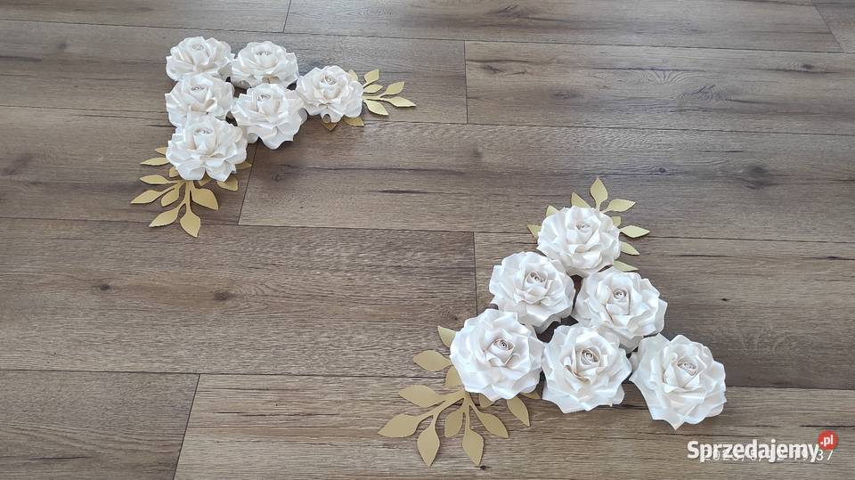 Róże z papieru metalizowanego 3D Lądek