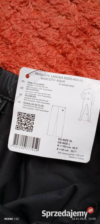 Spodnie przeciwdeszczowe mascot Spodnie Radymno sprzedam