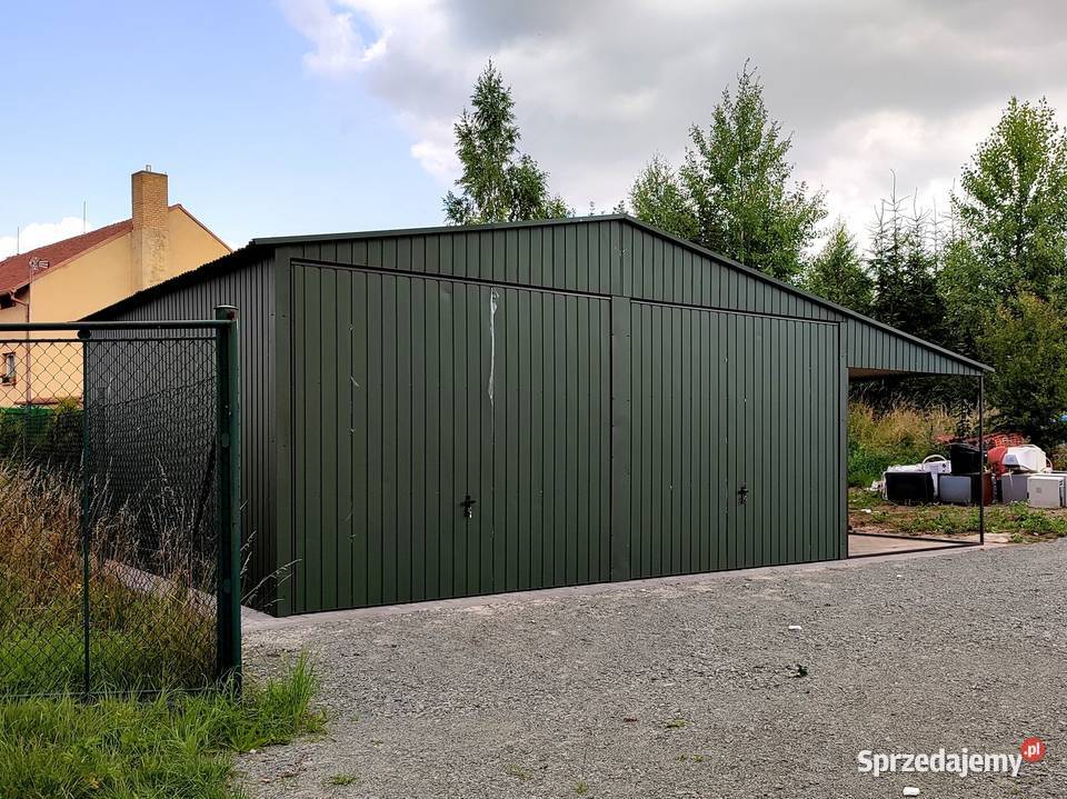 Blaszany garaż 6x6m daszek 256 ciemny zielony Kraków sprzedam