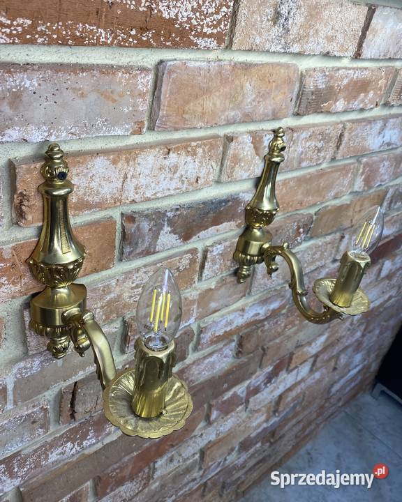 Para Francuskich kinkietów 3 mosiądz Antyk Poznań