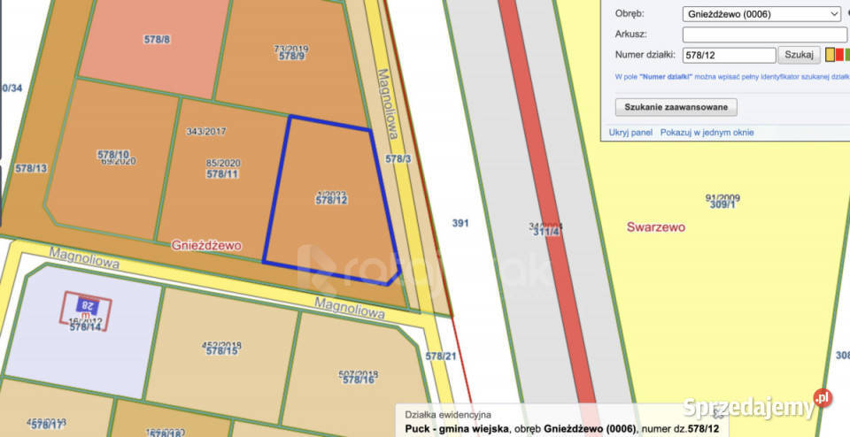 Grunt do sprzedania Gnieżdżewo Magnoliowa 1002m2 utwardzona