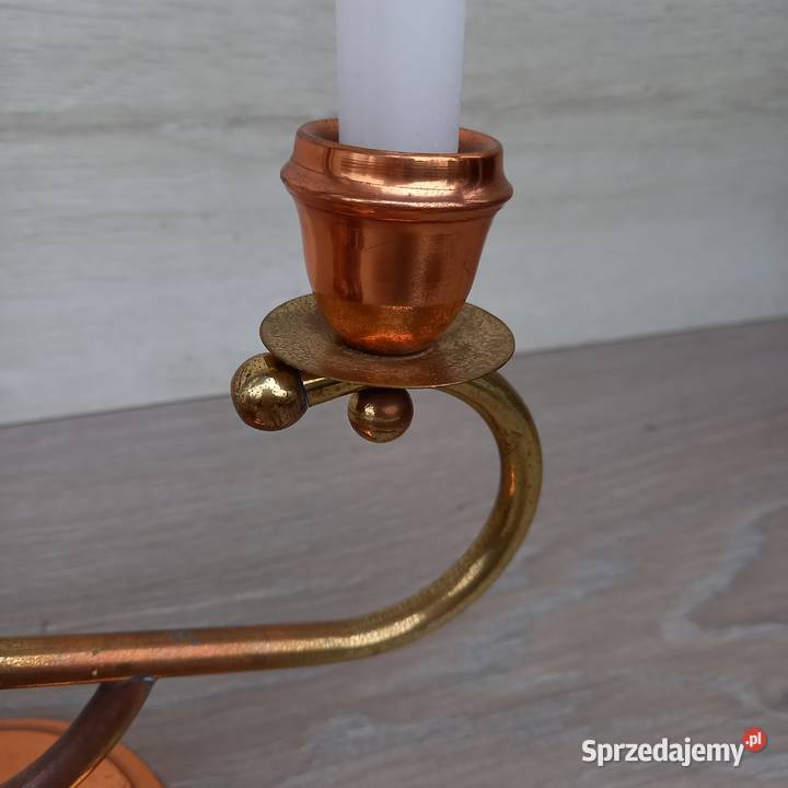 Miedziany świecznik trójramienny Warszawa