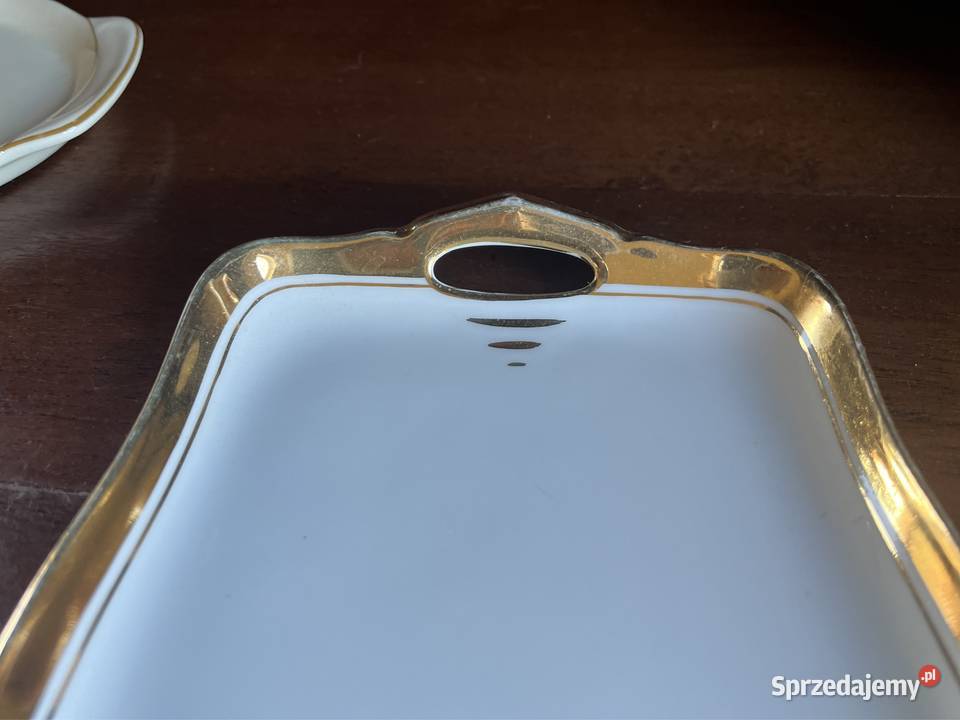 Patera biała porcelana Złocona Gdańsk