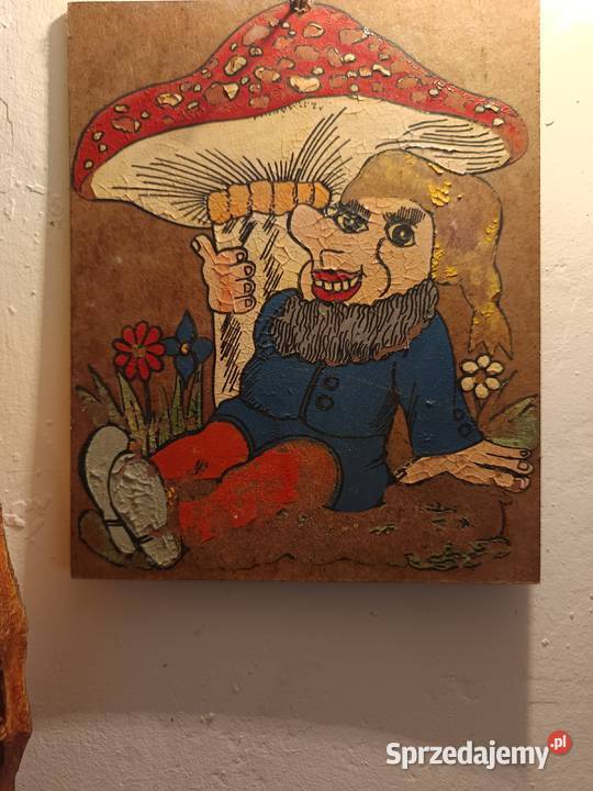 Stare dwa obrazy ręcznie malowane PRL Jasło sprzedam