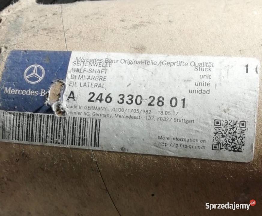 MERCEDES PÓŁOŚKA PÓŁOŚ GLA 156 W156 A2463302801 Półosie Pilzno sprzedam
