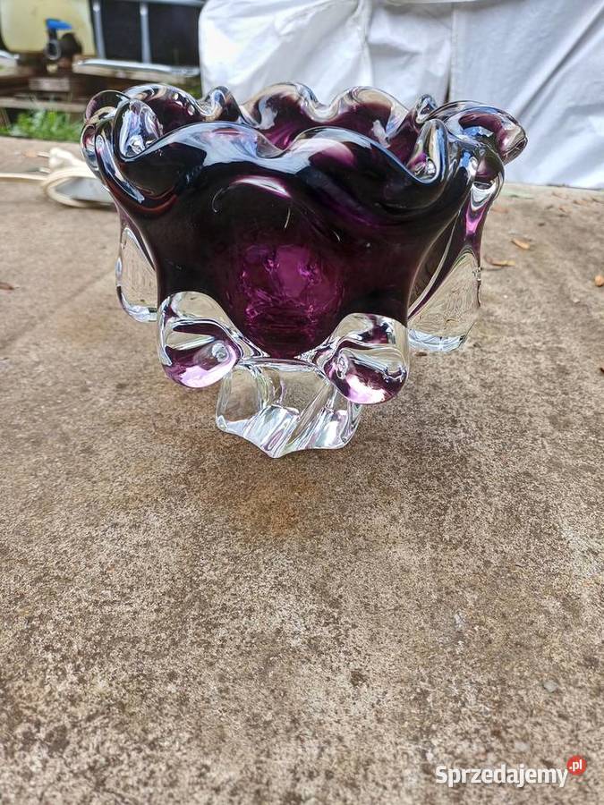 Retro patera z 60 tych lat hutnicze szkło Lubań