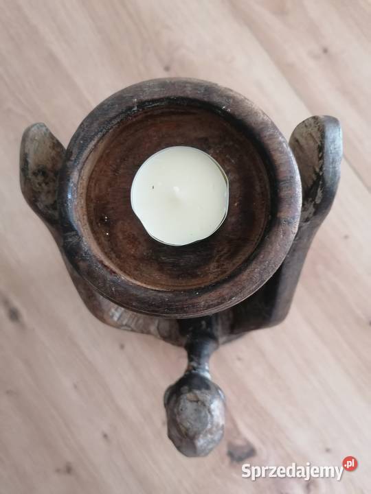 świecznik rzeźba z drewna vintage Łódź