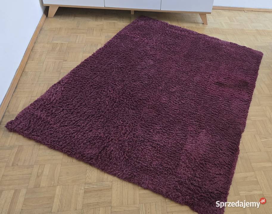 Miękki dywan shaggy bordowy śliwkowy 160 125