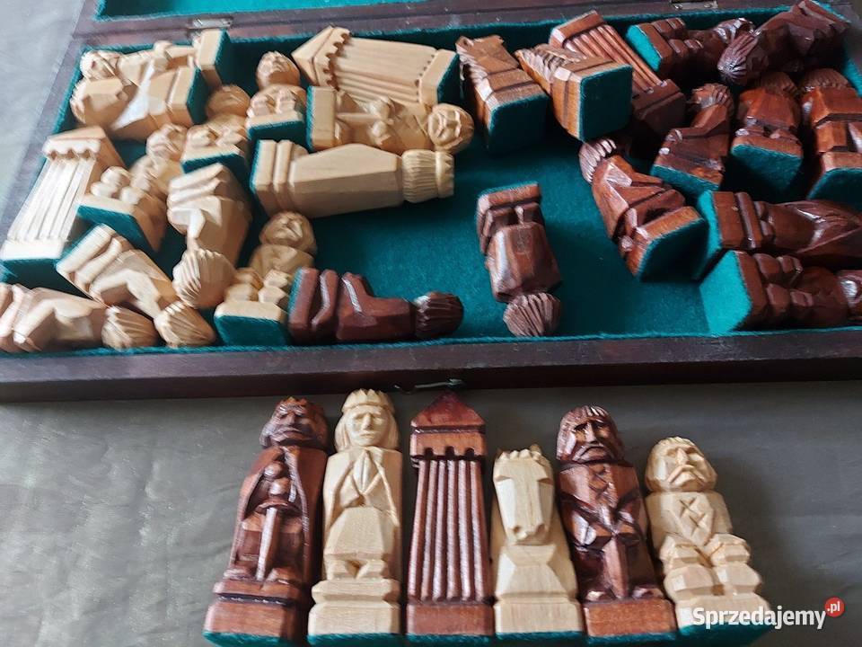 Drewniane rzeźbione szachy 37x37 Sosnowiec