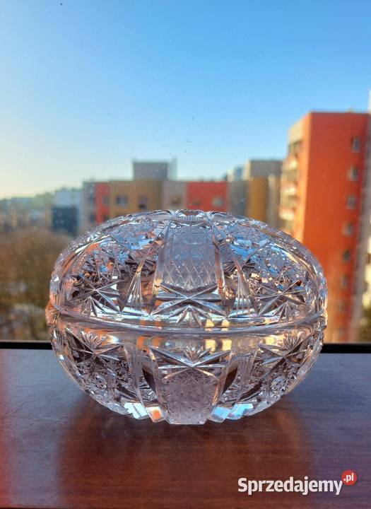 Piękna bombonierka kryształowa PRL Wrocław