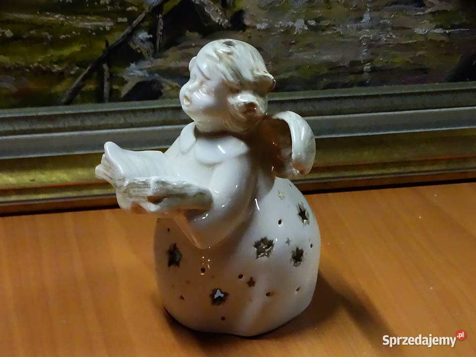 Ceramiczna świecąca figurka anioła Biłgoraj