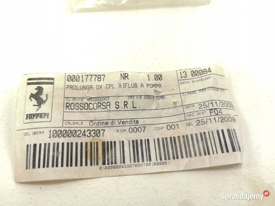 RURKA PRZEWOD REGULATORA PALIWA LEWA FERRARI