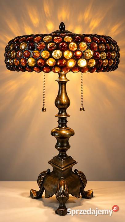 Piękna lampa witrażowa ze szklanych kaboszonów wielkopolskie Wysoka