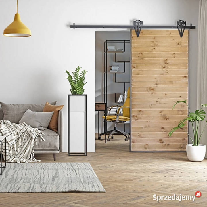 Drzwi przesuwne drewniane w ramie stalowej LOFT Chmielnik