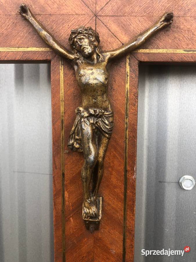 Drewniany stary krzyż na ścianę Antyki Łowicz