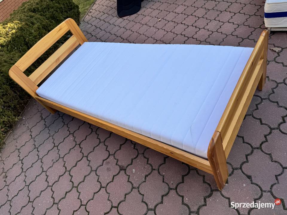 Łóżko drewniane 90x200 sosnowe materac rama mazowieckie