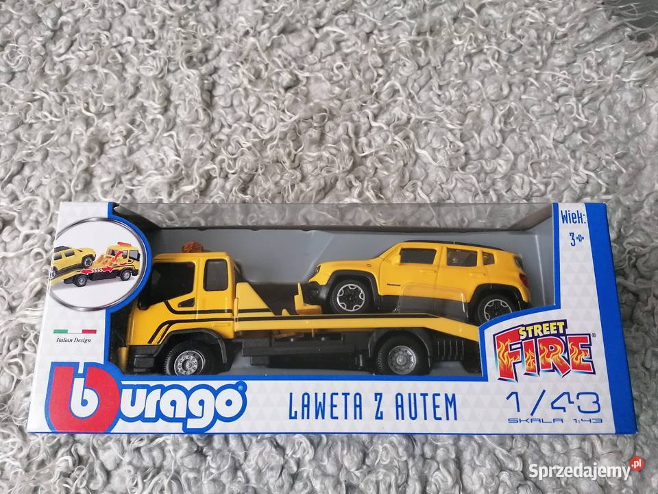 BURAGO METALOWY SAMOCHÓD Z LAWETĄ 143 ŻÓŁTY Łódź