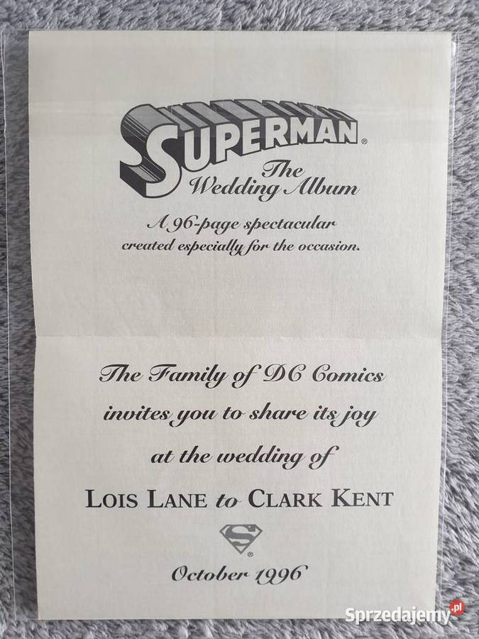 Supermans Wedding Invitation 1996 Superbohaterowie Gdynia sprzedam