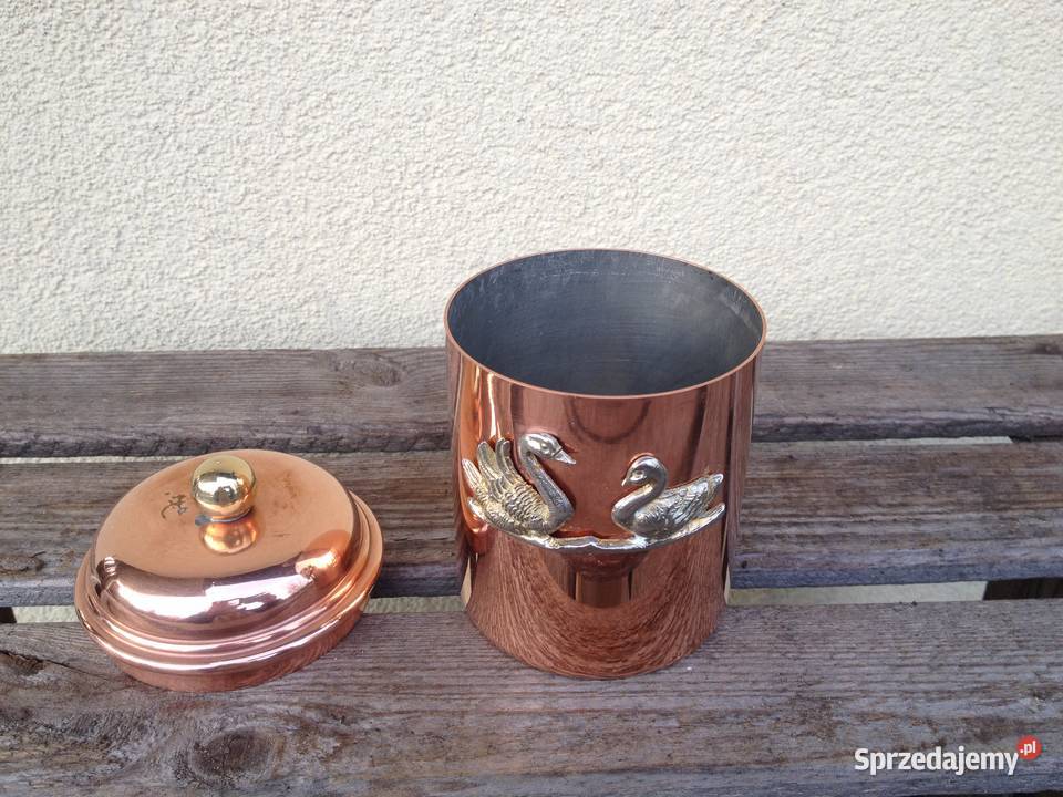 Miedziany pojemnik kuchenny z przykrywką mazowieckie