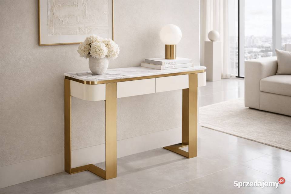 Konsola glamour z marmurem i szufladami Sofia