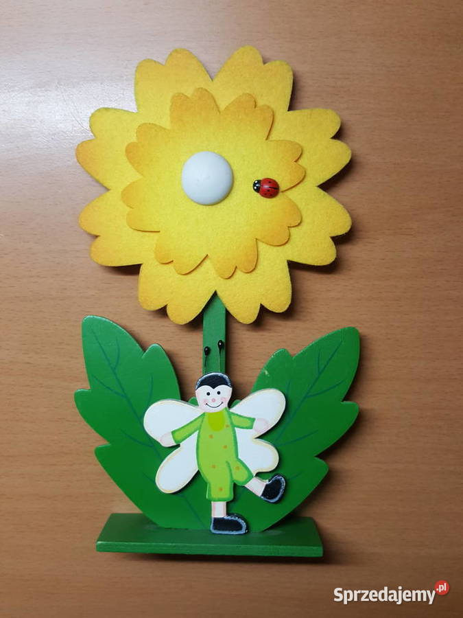 DEKORACJA drewniana kwiatek ozdobny stojący