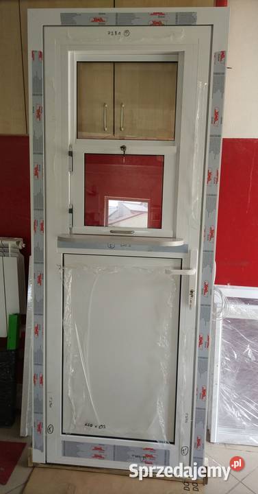 Drzwi aluminiowe z oknem podawczym pod wymiar inny materiał Białystok sprzedam