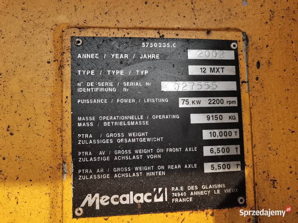 Mecalac 12 MXT 2002rParts Części sprzedam