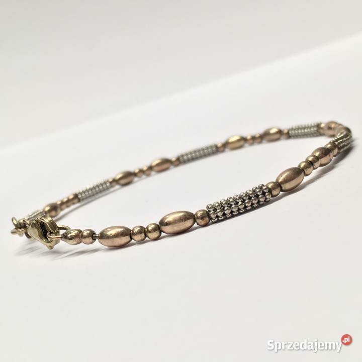 Złota BRANSOLETKA 375 9K PÓŁSZTYWNA różowe i Warszawa