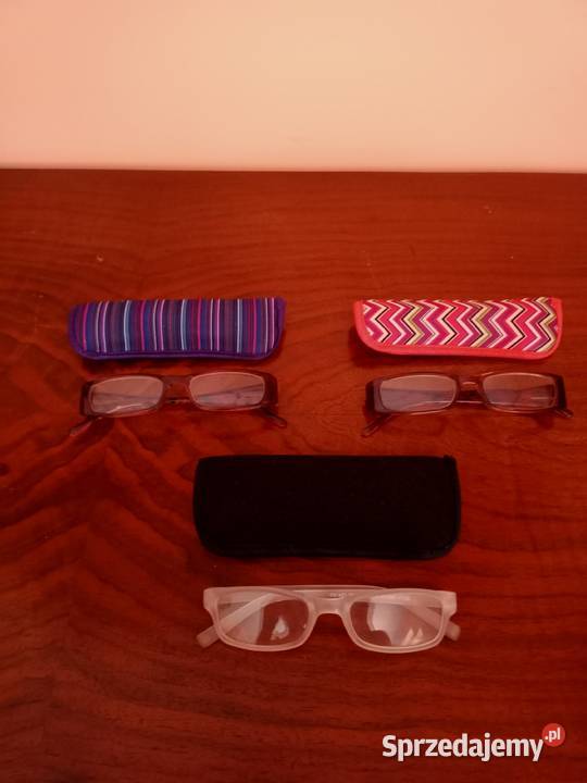 Komplet 3 x okulary w etui 1 dioptrii stan