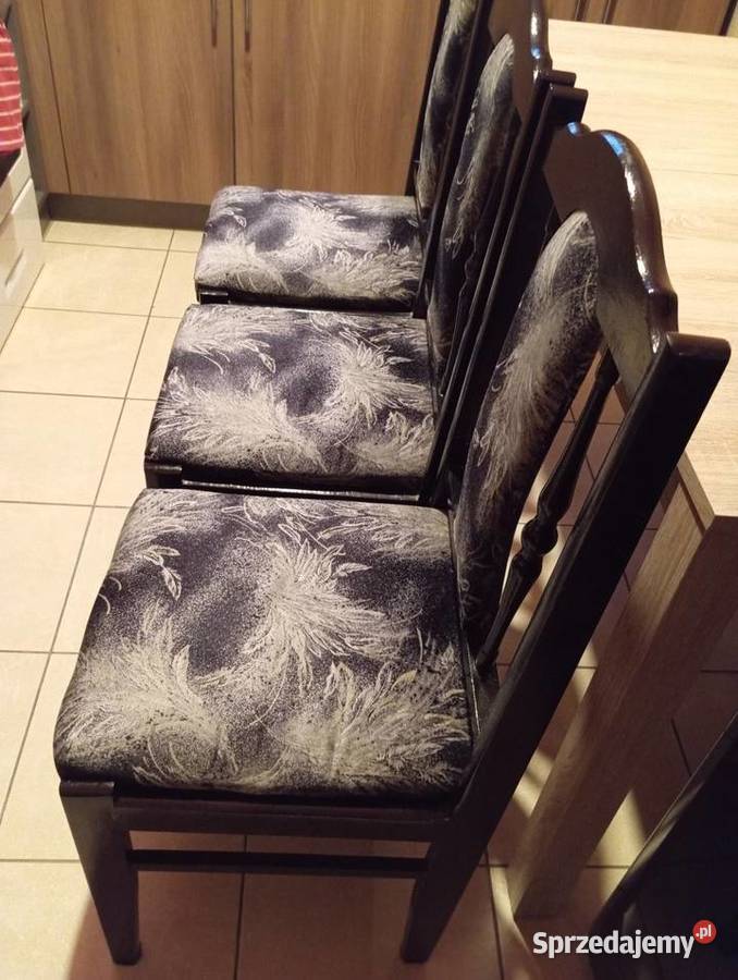 3 krzesła PRL czarne Lublin