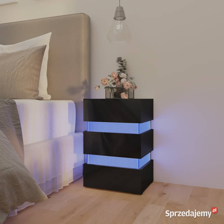 Szafka nocna z LED wysoki połysk czarna 45x35x67 Warszawa