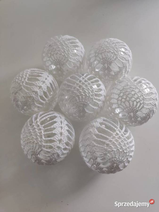 Bombki choinkowe szydełkowe białe Dębica
