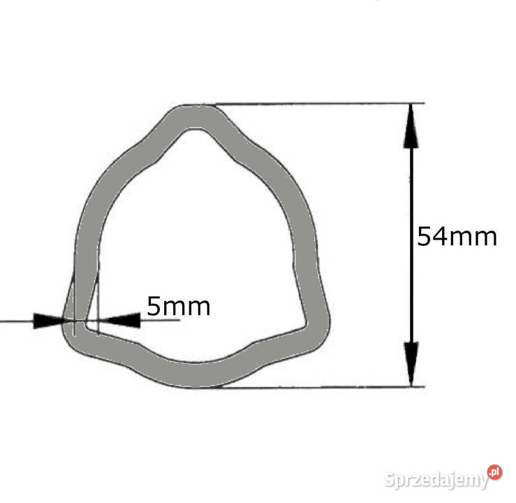 Rura WOM trójkąt 54 x 5 mm 130 APG TT545130 Do maszyn uprawowych Kamionna